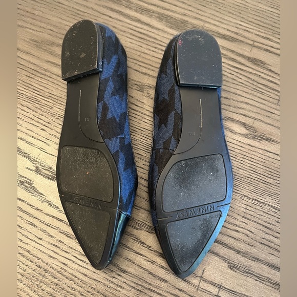 Nine West cap toe black flats dark blue navy houndstooth preppy size 8 women’s - Picture 6 of 7